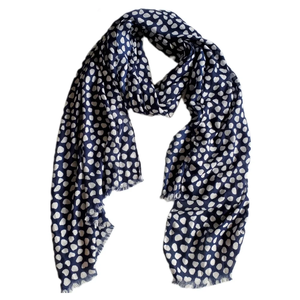 J Crew Factory Lightweight Scarf Blue with White Spots 24